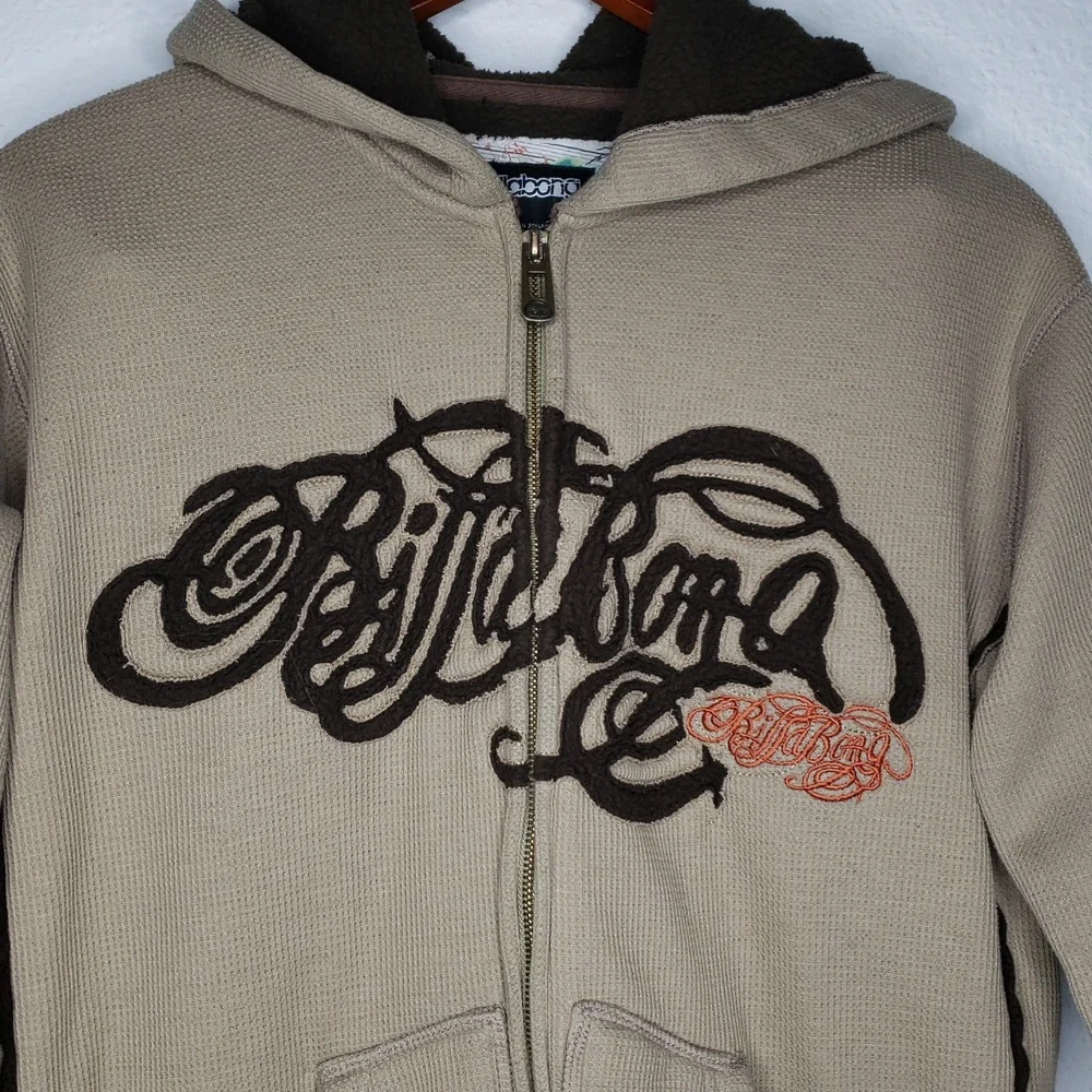 Vintage Billabong Mens Embroidered Logo Full Zip Hoodie Size M Preppy Y2K Fleece - Picture 3 of 16